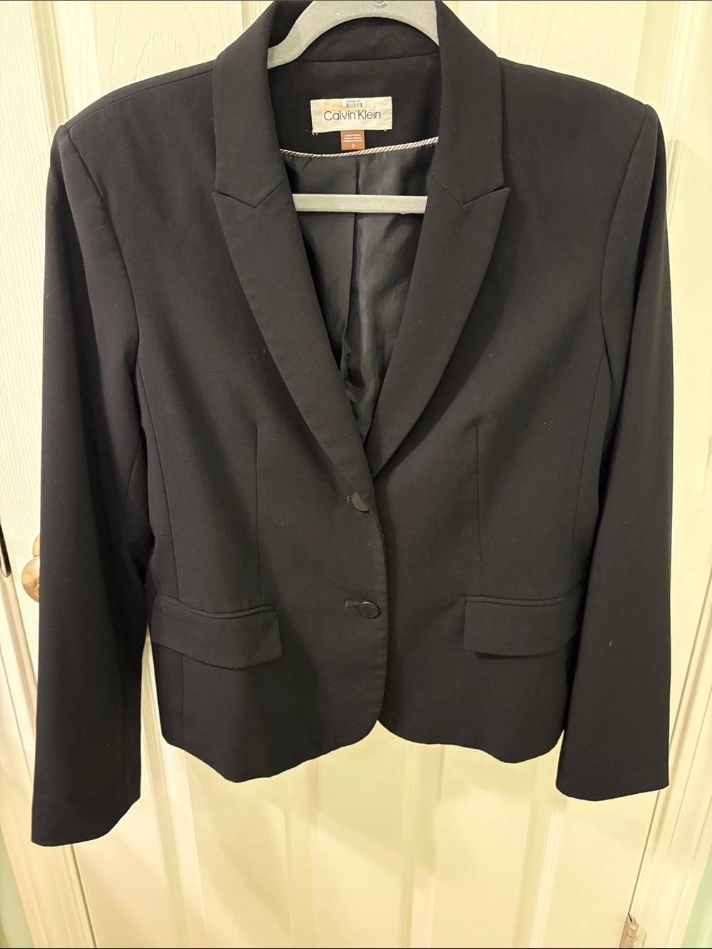 Calvin Klein Women's Black Notch-Lapel Two-Button Blazer